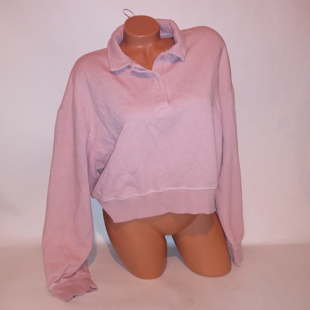 Victoria's Secret PINK Sweater Crop Top Large Light Pink Long Sleeve Pullover